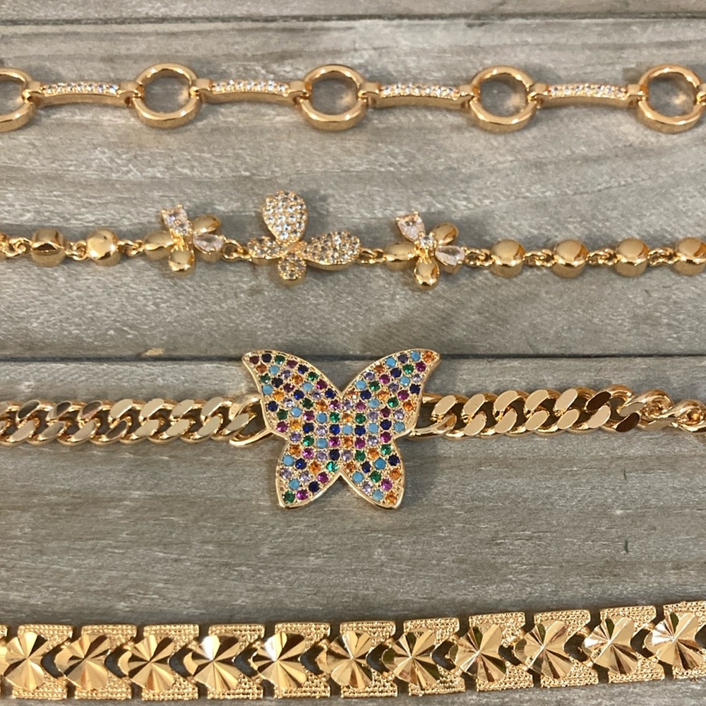 Gold Butterfly Charm Bracelet Set
